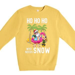 Christmas Palm Tree Santa Surfing Summer Beach Vacation Premium Crewneck Sweatshirt