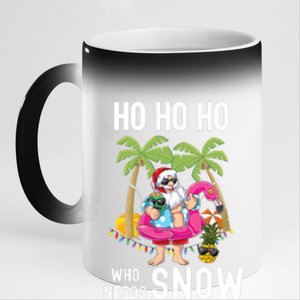 Christmas Palm Tree Santa Surfing Summer Beach Vacation 11oz Black Color Changing Mug