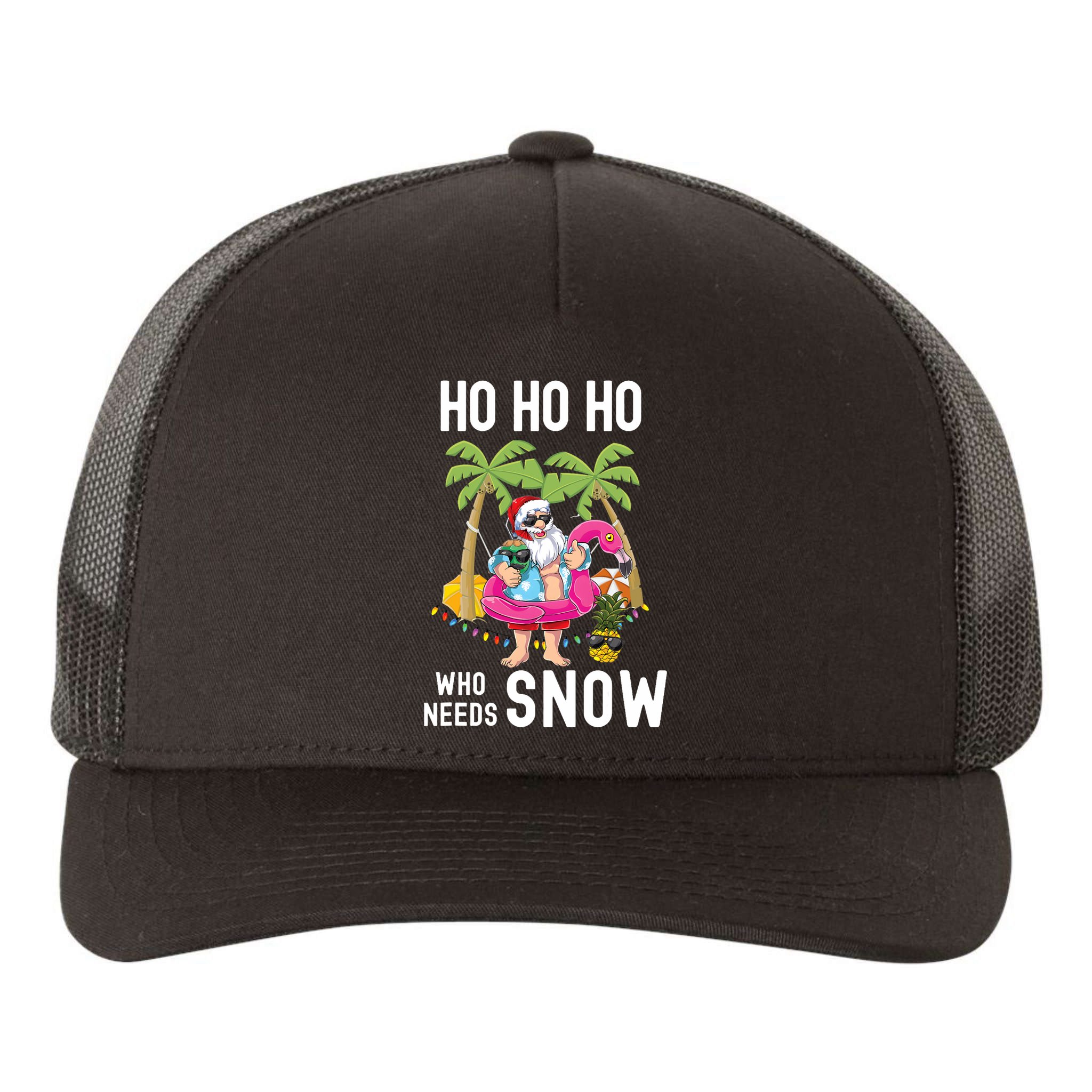 Christmas Palm Tree Santa Surfing Summer Beach Vacation Yupoong Adult 5-Panel Trucker Hat