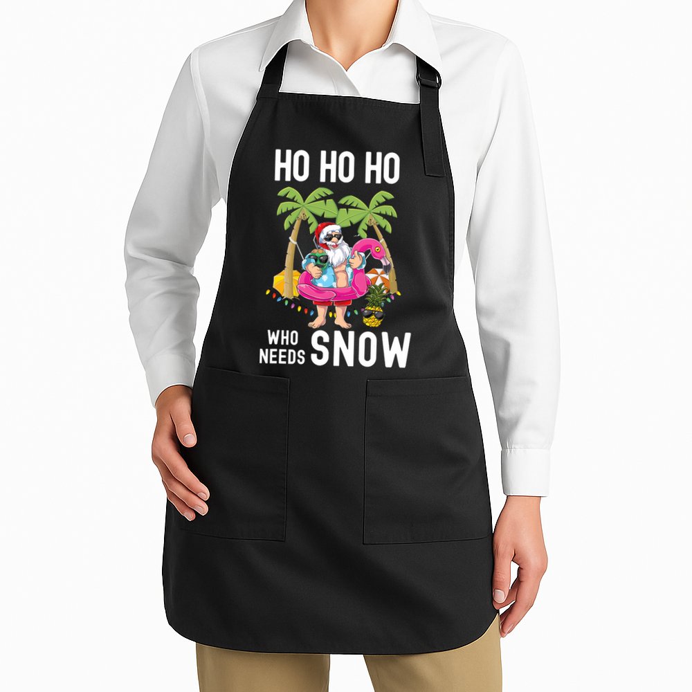 Christmas Palm Tree Santa Surfing Summer Beach Vacation Apron