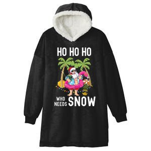 Christmas Palm Tree Santa Surfing Summer Beach Vacation Hooded Wearable Blanket