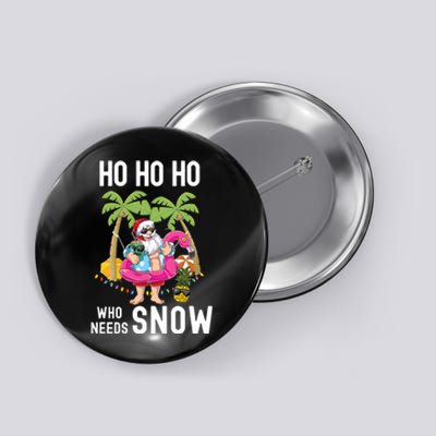 Christmas Palm Tree Santa Surfing Summer Beach Vacation Button