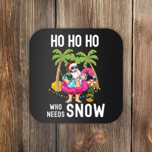 Christmas Palm Tree Santa Surfing Summer Beach Vacation Coaster