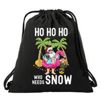 Christmas Palm Tree Santa Surfing Summer Beach Vacation Drawstring Bag
