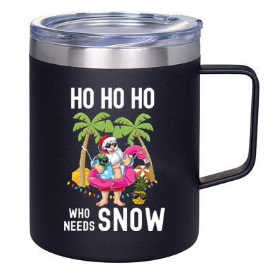 Christmas Palm Tree Santa Surfing Summer Beach Vacation 12oz Stainless Steel Coffee Mug