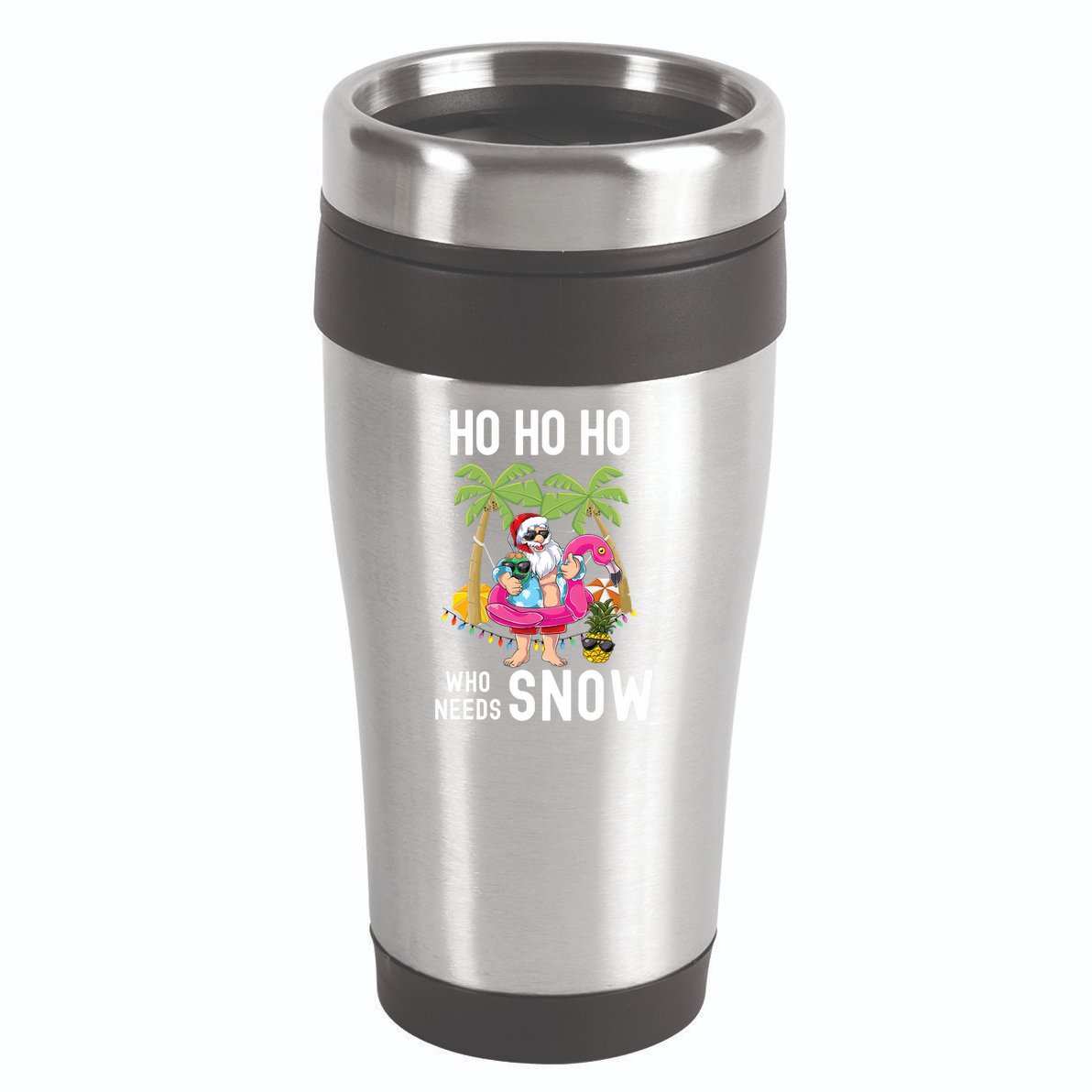 Christmas Palm Tree Santa Surfing Summer Beach Vacation 16oz Travel Tumbler