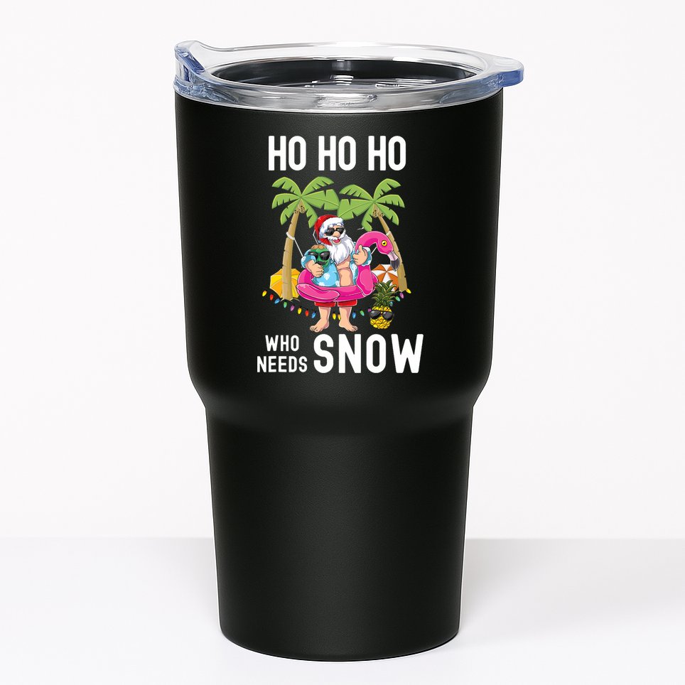 Christmas Palm Tree Santa Surfing Summer Beach Vacation Tumbler