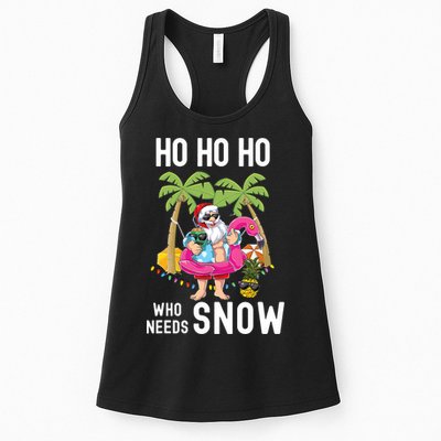 Christmas Palm Tree Santa Surfing Summer Beach Vacation Womens Tank Top