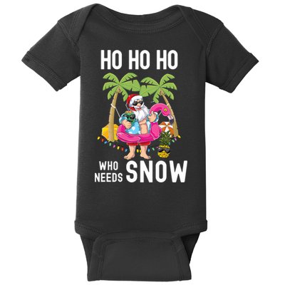 Christmas Palm Tree Santa Surfing Summer Beach Vacation Baby Bodysuit