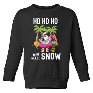 Christmas Palm Tree Santa Surfing Summer Beach Vacation Toddler Sweatshirt