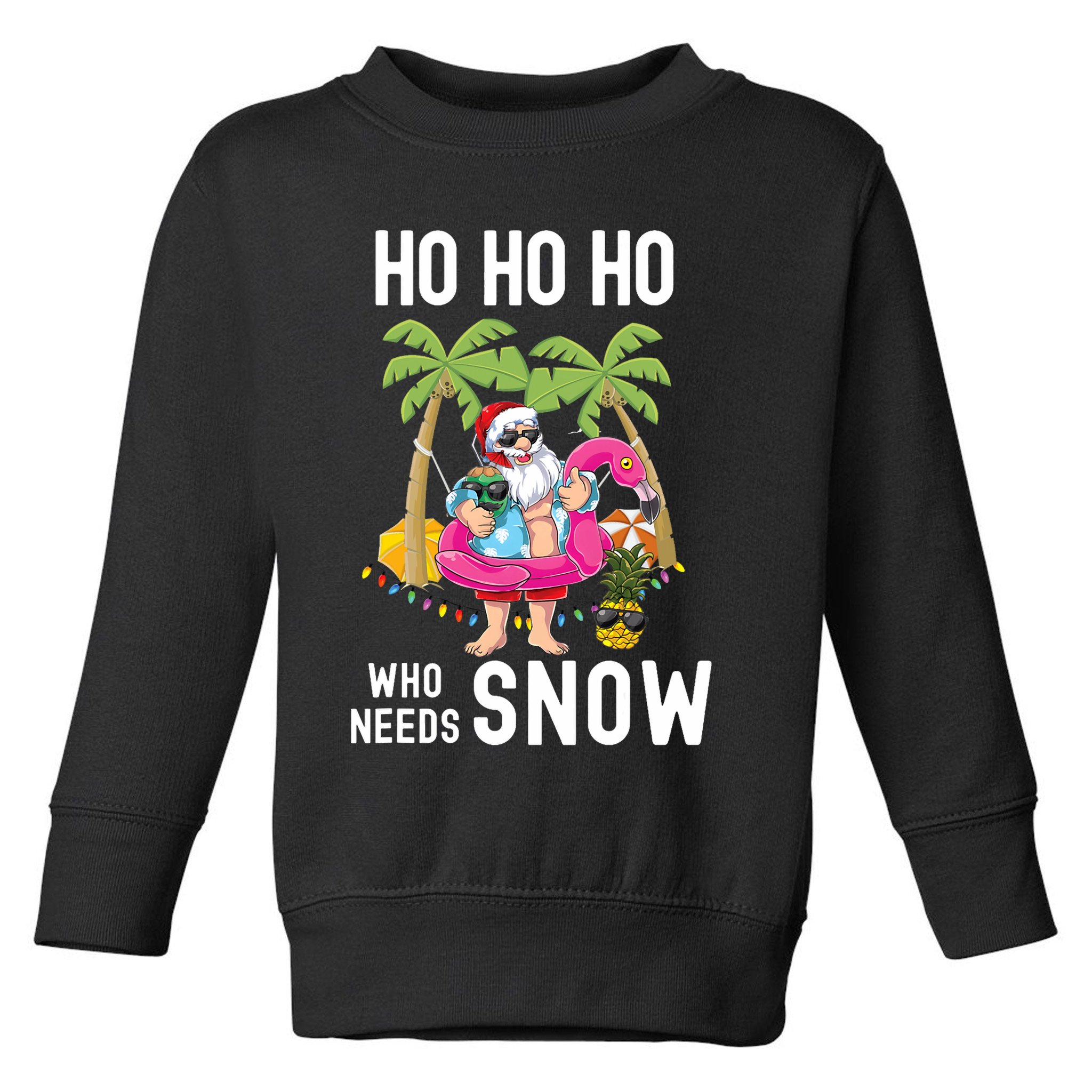 Christmas Palm Tree Santa Surfing Summer Beach Vacation Toddler Sweatshirt