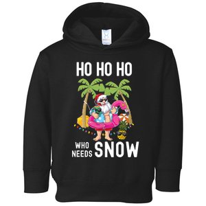 Christmas Palm Tree Santa Surfing Summer Beach Vacation Toddler Hoodie