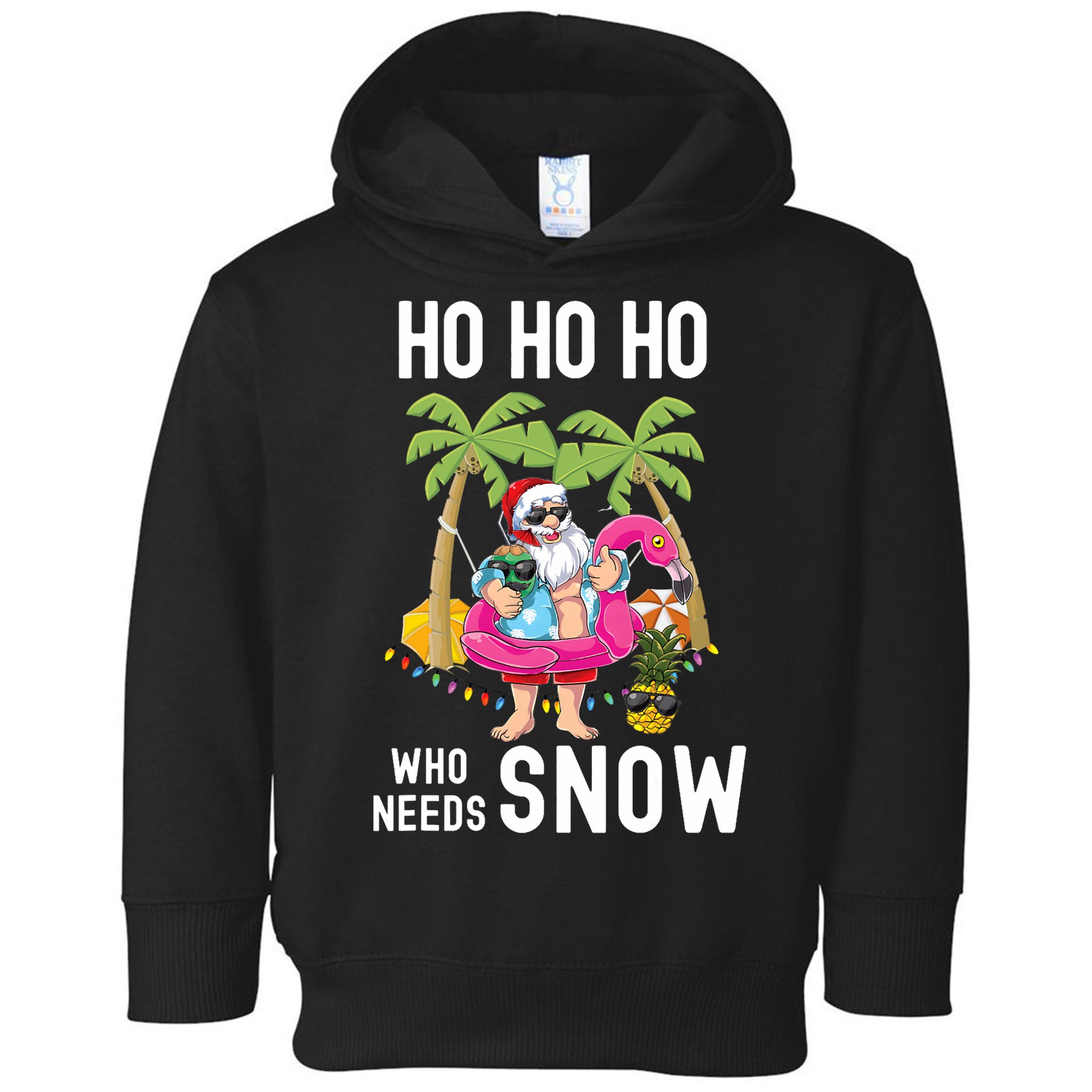 Christmas Palm Tree Santa Surfing Summer Beach Vacation Toddler Hoodie