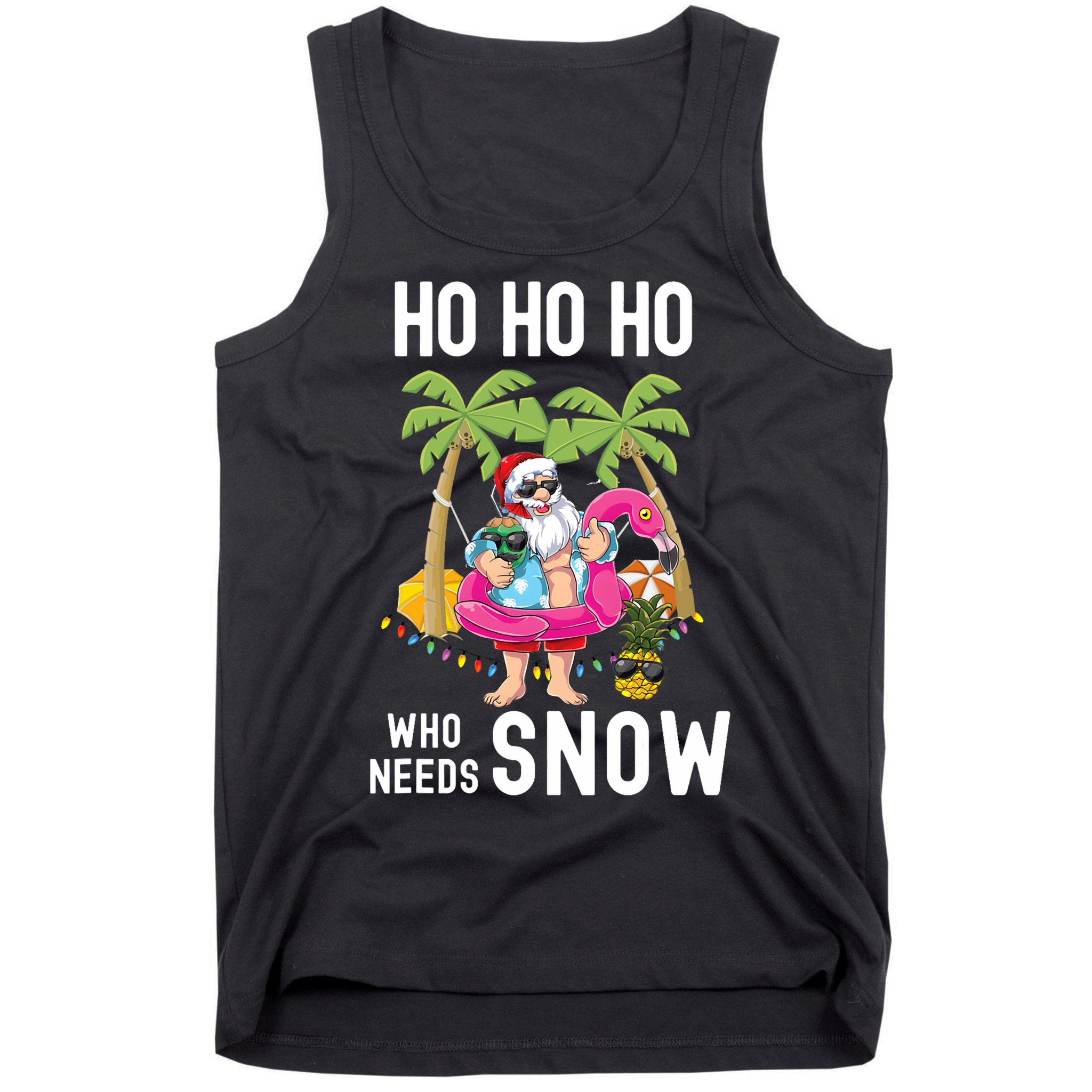 Christmas Palm Tree Santa Surfing Summer Beach Vacation Tank Top