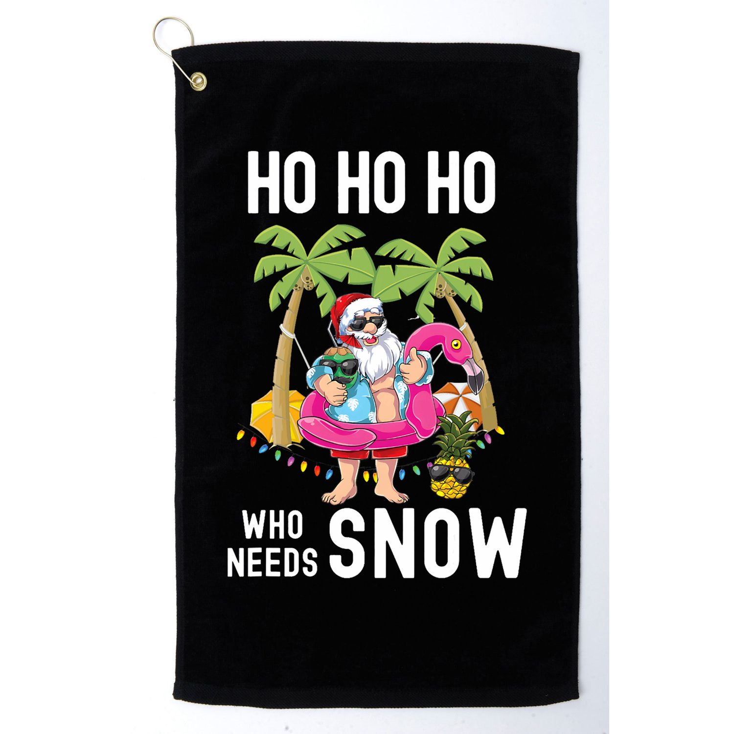 Christmas Palm Tree Santa Surfing Summer Beach Vacation Golf Towel