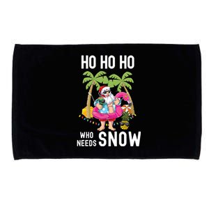 Christmas Palm Tree Santa Surfing Summer Beach Vacation Microfiber Hand Towel