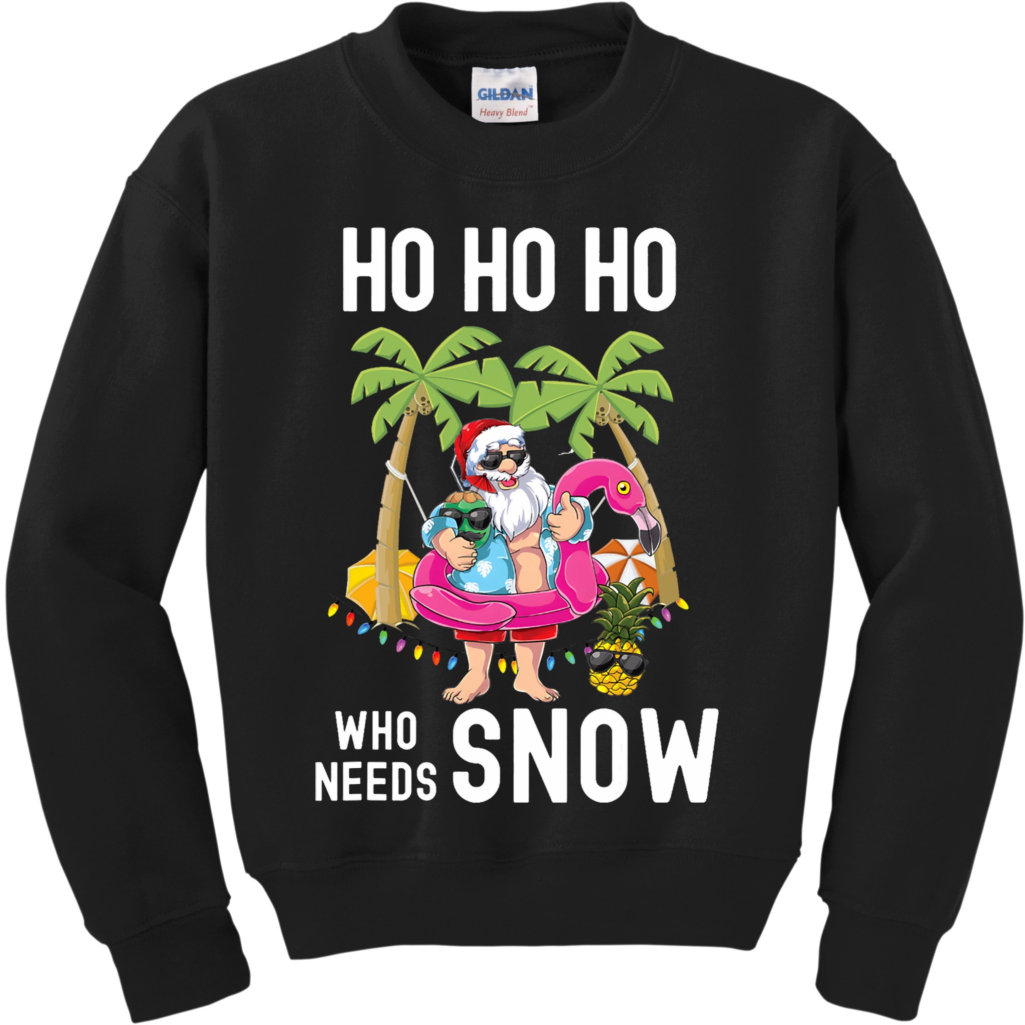Christmas Palm Tree Santa Surfing Summer Beach Vacation Kids Sweatshirt