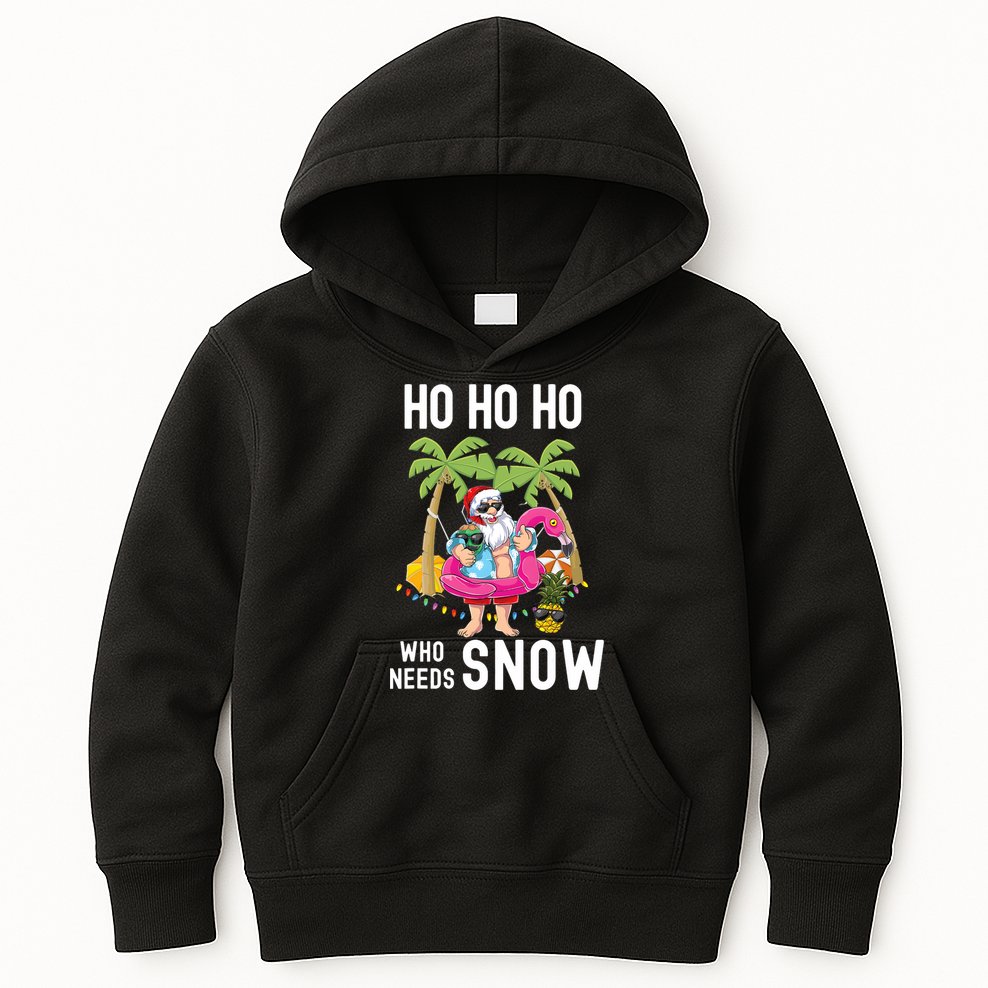 Christmas Palm Tree Santa Surfing Summer Beach Vacation Kids Hoodie