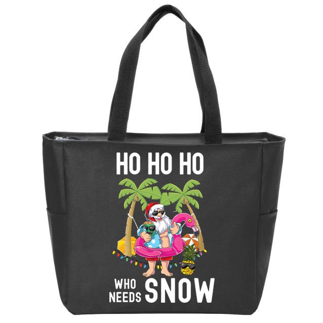 Christmas Palm Tree Santa Surfing Summer Beach Vacation Zip Tote Bag