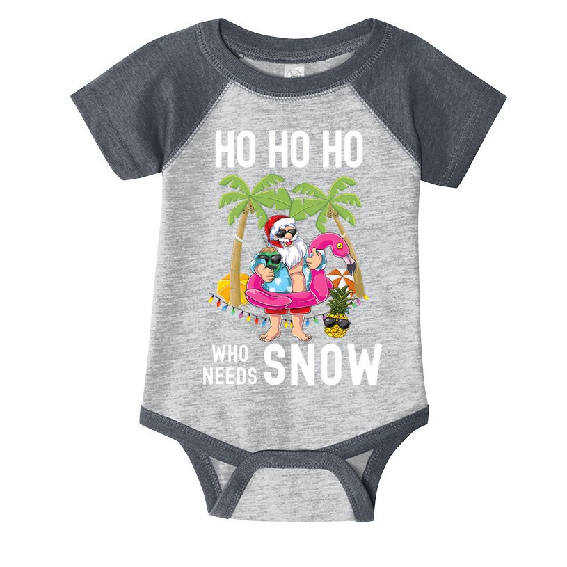 Christmas Palm Tree Santa Surfing Summer Beach Vacation Infant Baby Jersey Bodysuit