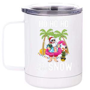 Christmas Palm Tree Santa Surfing Summer Beach Vacation 12 oz Stainless Steel Tumbler Cup