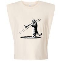 Cat Playing Trombone Player Trombonist Instrument Garment-Dyed Women's Muscle Tee
