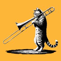 Cat Playing Trombone Player Trombonist Instrument Pom Pom 12in Knit Beanie