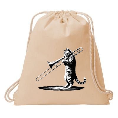 Cat Playing Trombone Player Trombonist Instrument Drawstring Bag