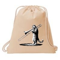 Cat Playing Trombone Player Trombonist Instrument Drawstring Bag