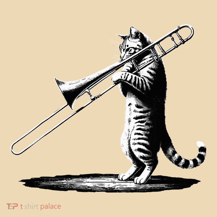 Cat Playing Trombone Player Trombonist Instrument Zip Tote Bag