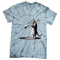 Cat Playing Trombone Player Trombonist Instrument Tie-Dye T-Shirt