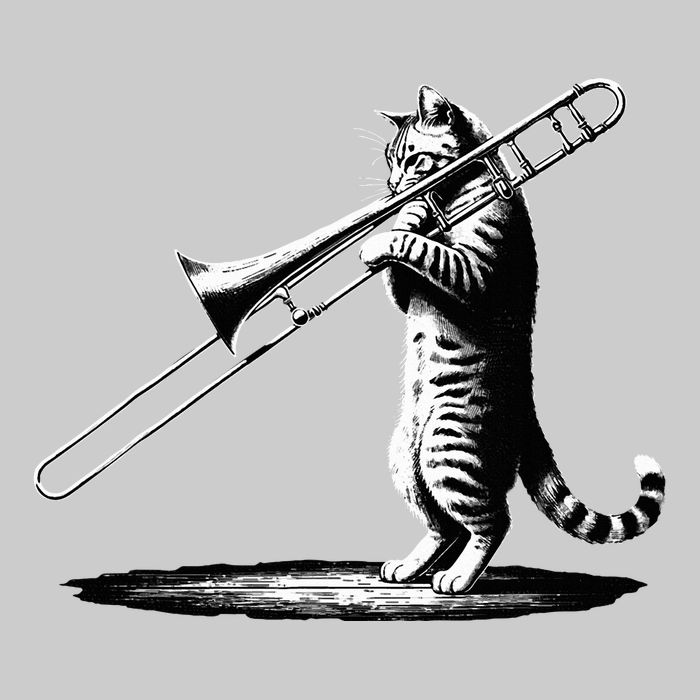 Cat Playing Trombone Player Trombonist Instrument Tie-Dye T-Shirt