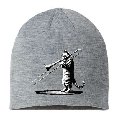 Cat Playing Trombone Player Trombonist Instrument Sustainable Beanie