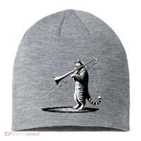 Cat Playing Trombone Player Trombonist Instrument Sustainable Beanie
