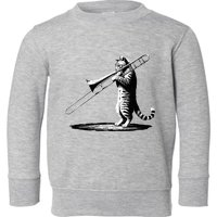 Cat Playing Trombone Player Trombonist Instrument Toddler Sweatshirt