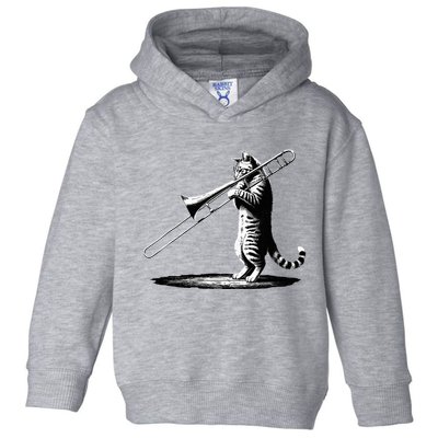 Cat Playing Trombone Player Trombonist Instrument Toddler Hoodie