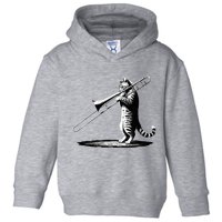 Cat Playing Trombone Player Trombonist Instrument Toddler Hoodie