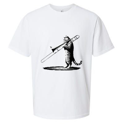 Cat Playing Trombone Player Trombonist Instrument Sueded Cloud Jersey T-Shirt