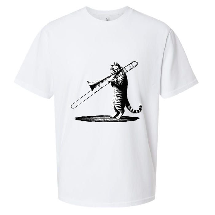 Cat Playing Trombone Player Trombonist Instrument Sueded Cloud Jersey T-Shirt