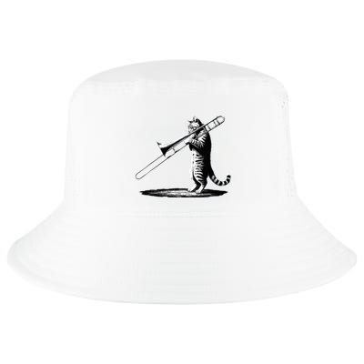 Cat Playing Trombone Player Trombonist Instrument Cool Comfort Performance Bucket Hat