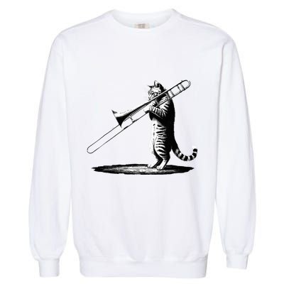 Cat Playing Trombone Player Trombonist Instrument Garment-Dyed Sweatshirt