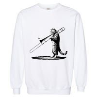 Cat Playing Trombone Player Trombonist Instrument Garment-Dyed Sweatshirt