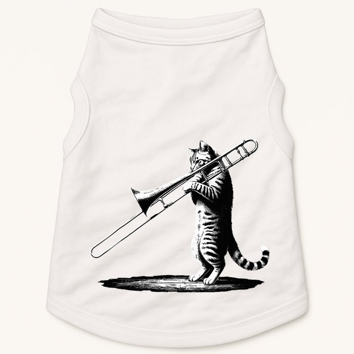 Cat Playing Trombone Player Trombonist Instrument Doggie Tank