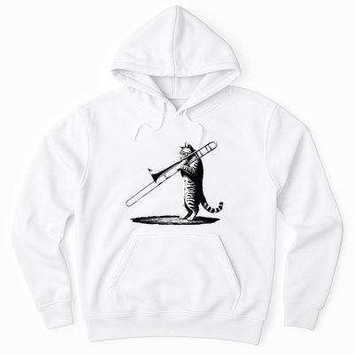 Cat Playing Trombone Player Trombonist Instrument Hoodie