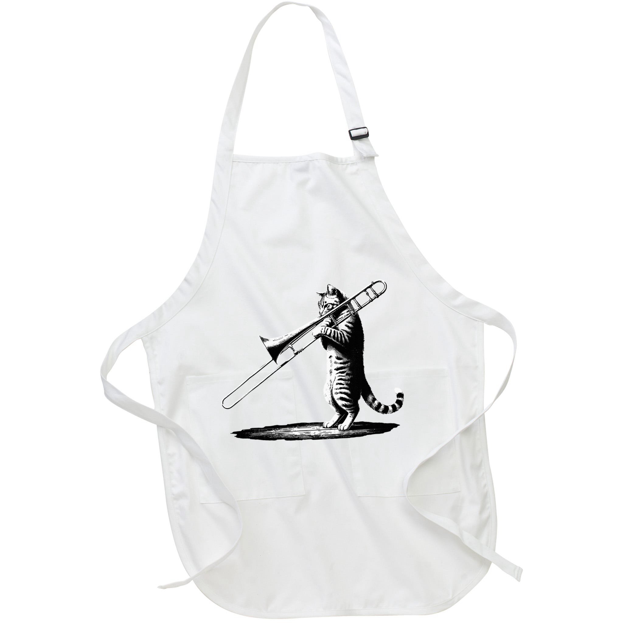 Cat Playing Trombone Player Trombonist Instrument Apron