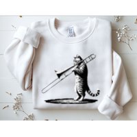 Cat Playing Trombone Player Trombonist Instrument Sweatshirt