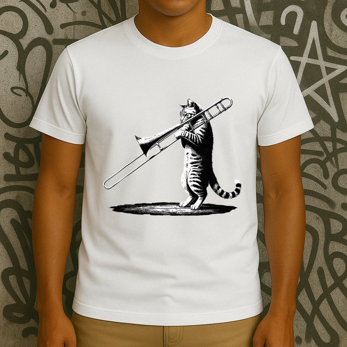 Cat Playing Trombone Player Trombonist Instrument T-Shirt