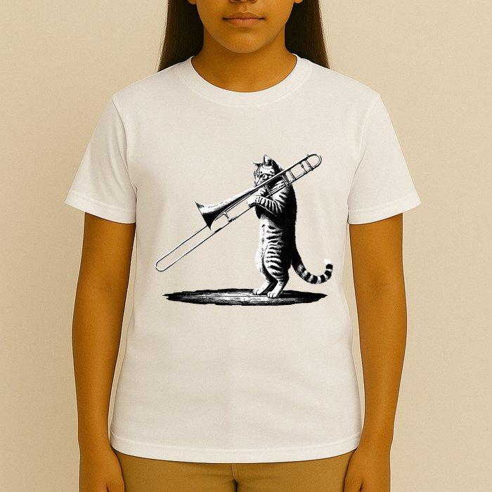 Cat Playing Trombone Player Trombonist Instrument T-Shirt