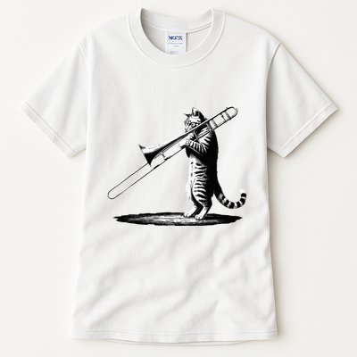 Cat Playing Trombone Player Trombonist Instrument Tall T-Shirt