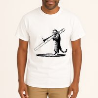 Cat Playing Trombone Player Trombonist Instrument Tall T-Shirt